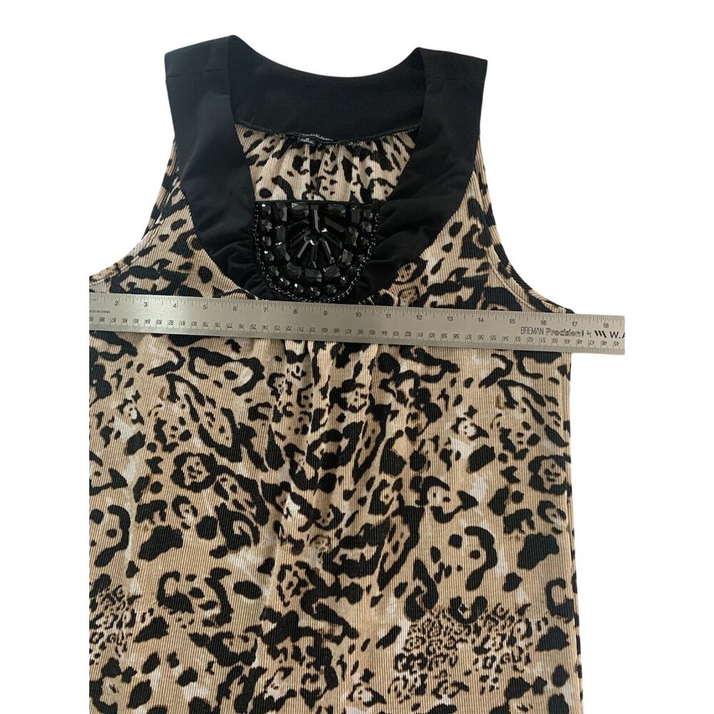 Notations Womens Animal Print Sleeveless Top With Beaded Neckline Size Medium - Picture 4 of 7